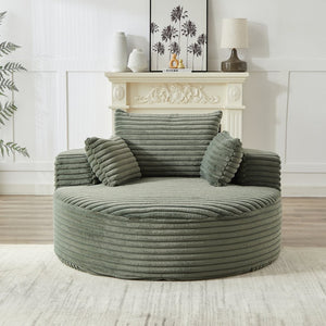 English Elm 55'l Chenille Round Sleeper Chair Fluffy Sculptural Seat for Living Room or Bedroom Green W834P401585