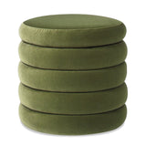 English Elm Fuji 19" Oversized Round Storage Ottoman, Olive Green Performance Velvet