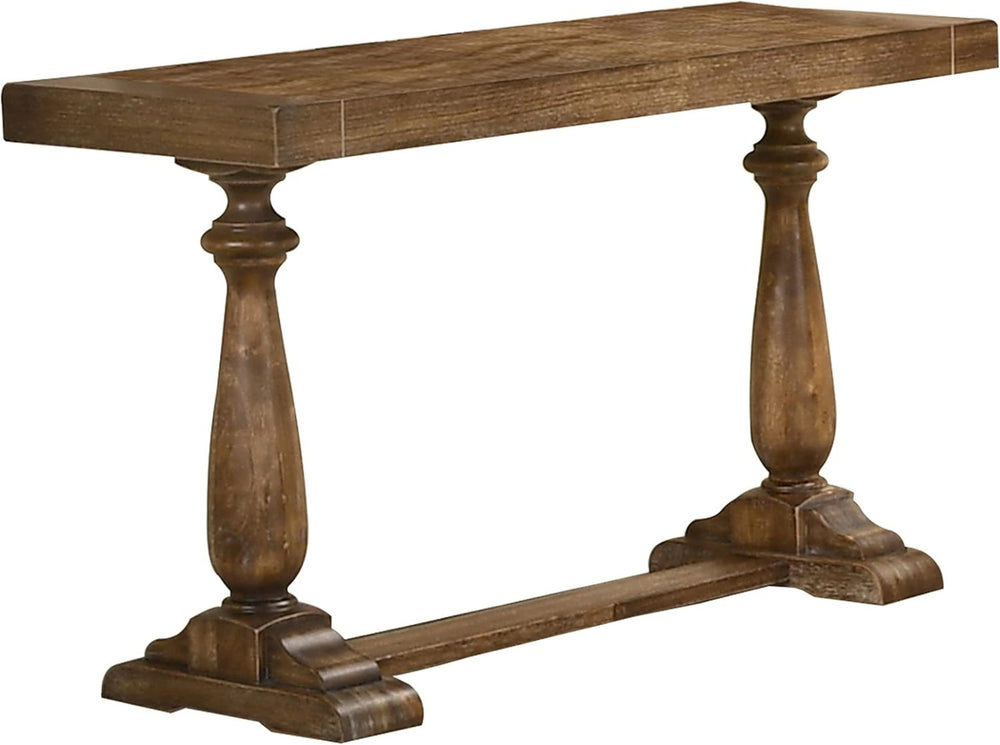 English Elm 50" Distressed Dove Finish Entryway Console Solid Wood Surface Rustic Transitional Hallway Piece Driftwood B011P427907