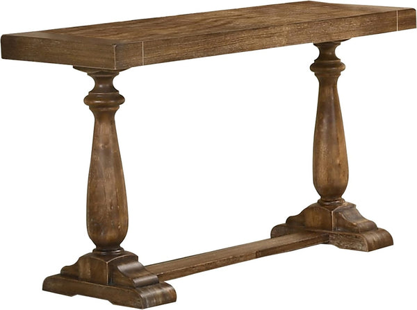 English Elm 50" Distressed Dove Finish Entryway Console Solid Wood Surface Rustic Transitional Hallway Piece Driftwood B011P427907