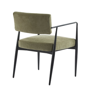 English Elm Christopher Knight Home® - Nora Mid-Century Dining Arm Chair with Foam-Padded High Back, Textured Fabric & Sturdy Metal Legs Black,Olive Green 30.7 L x 25.2 W x 19.7 H N776P272040G