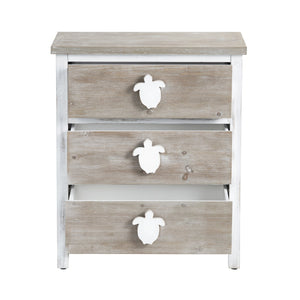 Crestview Collection Coastal Accent Chest - Rustic Wood Storage With Whimsical Turtle Handles, No Assembly Needed! White Solid Wood Cvfzr6203