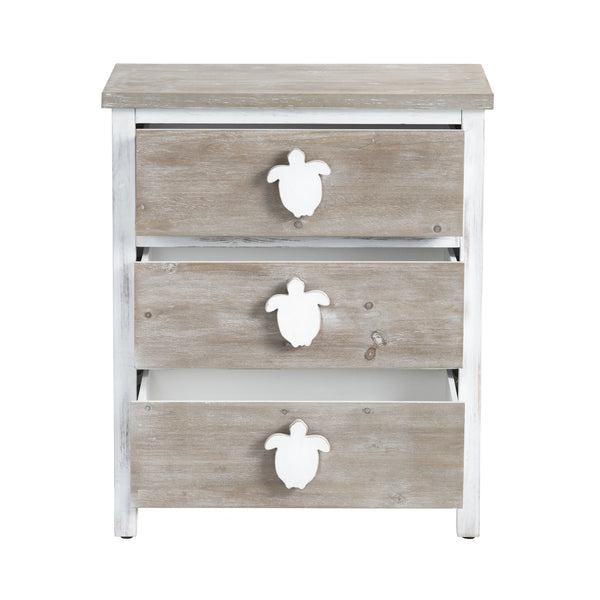 Crestview Collection Coastal Accent Chest - Rustic Wood Storage With Whimsical Turtle Handles, No Assembly Needed! White Solid Wood Cvfzr6203