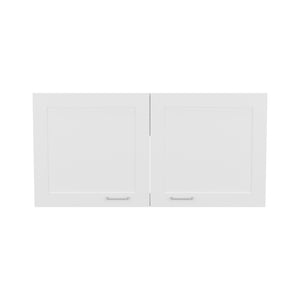 English Elm Utica Wall Cabinet with Mirrored Front and Clear Shelves for Modern Kitchens — Durable Engineered Wood Storage White B092P309179