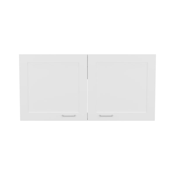 English Elm Utica Wall Cabinet with Mirrored Front and Clear Shelves for Modern Kitchens — Durable Engineered Wood Storage White B092P309179