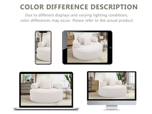 English Elm Round Cloud Sofa Bed with Memory Foam Fill Convertible Sectional for Living Spaces W3224P444275