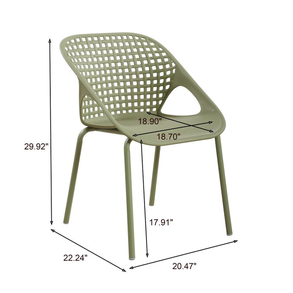 English Elm Eldred Outdoor Stackable Dining Chairs Set of 2 Uv Resistant Patio Seating Sage Green N776P390454G