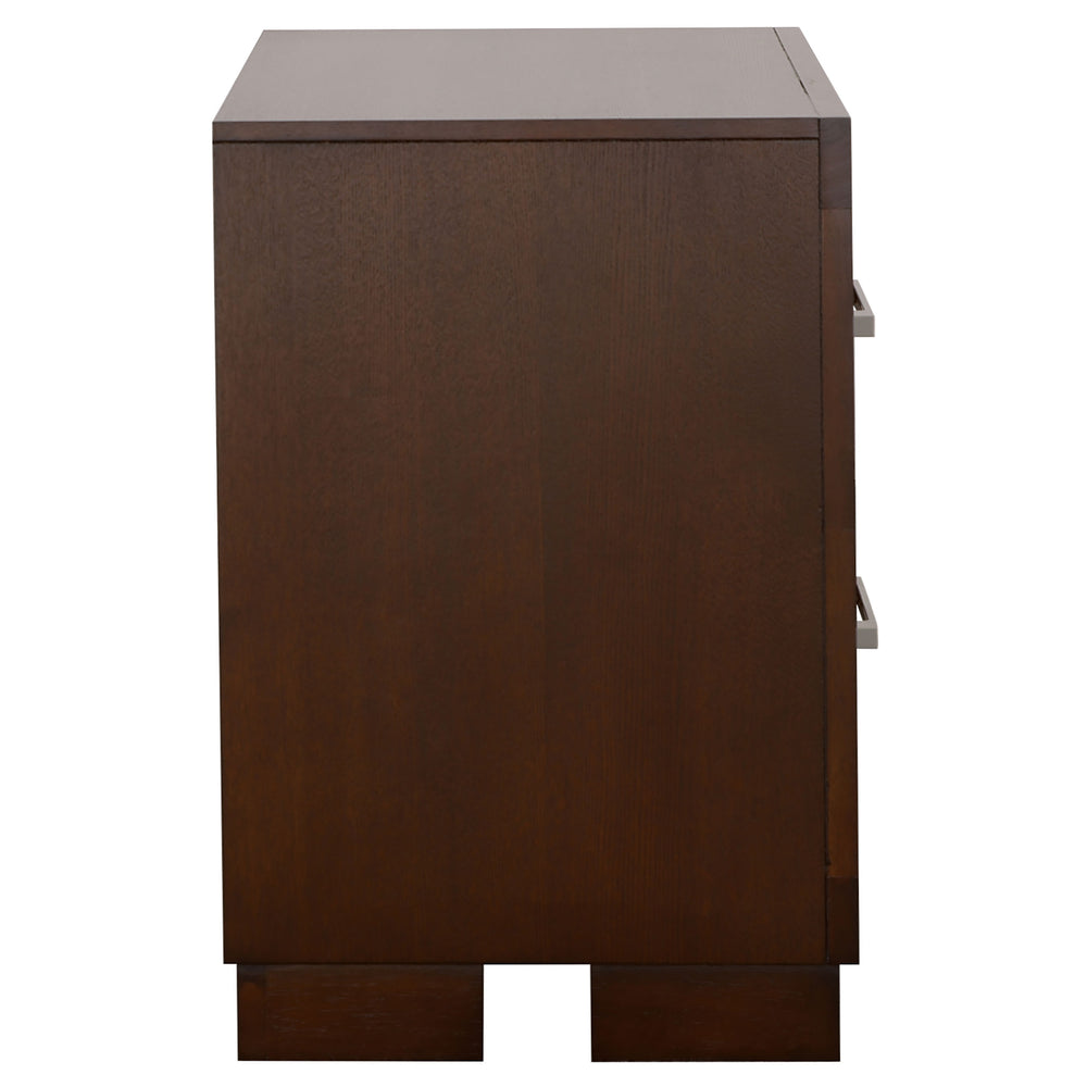 English Elm Polk Cappuccino 2-Drawer Nightstand with Slim Bar Pulls, Modern Wood Design for Tidy Bedside Storage B062P378451