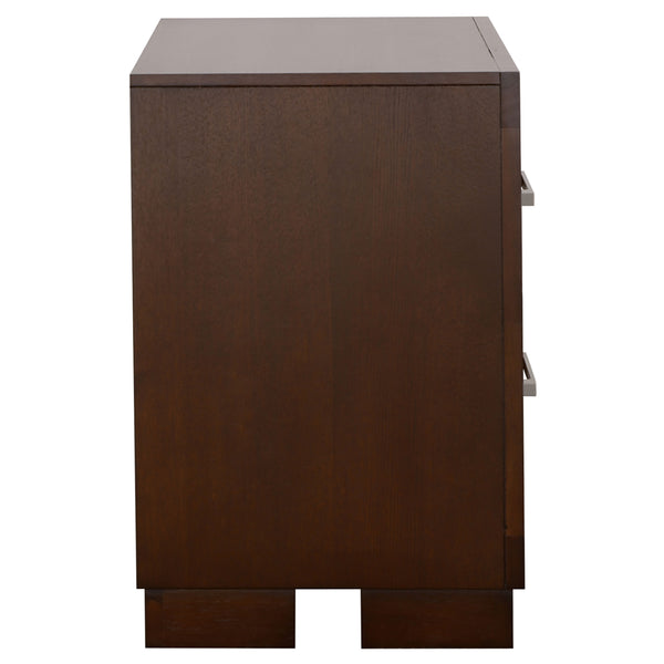English Elm Polk Cappuccino 2-Drawer Nightstand with Slim Bar Pulls, Modern Wood Design for Tidy Bedside Storage B062P378451