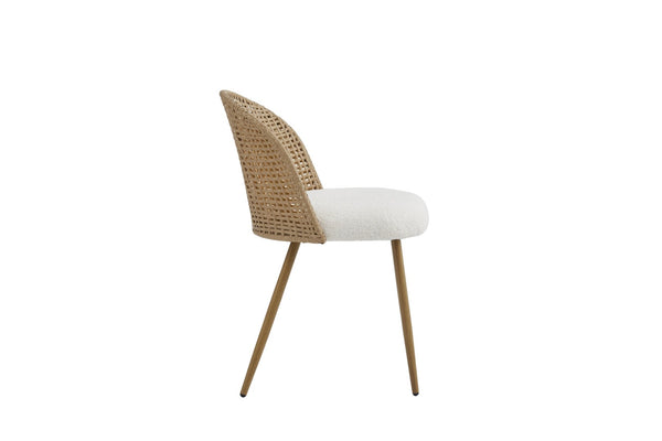 English Elm Wicker Rattan Dining Chair Set of Two with Foam Cushion Bohemian Kitchen Seating W3590P453806