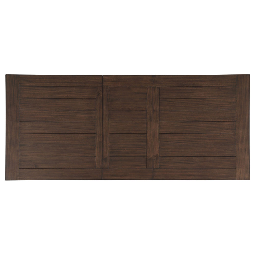 English Elm Bridgeview Rustic Dark Cocoa & Coastal White Dining Table with Leaf, Seats 8, Turned Legs Finish B062S00714