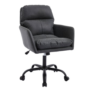 English Elm Artificial ergonomic PU leather office chair with high-density foam, stain-resistant, adjustable height support and modern minimalist design for home and workspace comfort Black W2311P282367