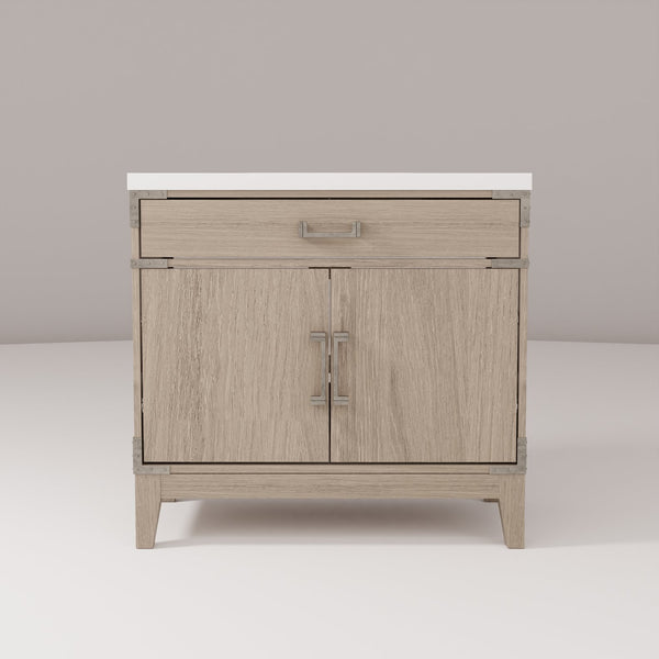 English Elm Grey Oak Single Bath Vanity With Cultured Marble Top – Stylish Storage, Soft-Close Hinges, 36" W B2731P259789