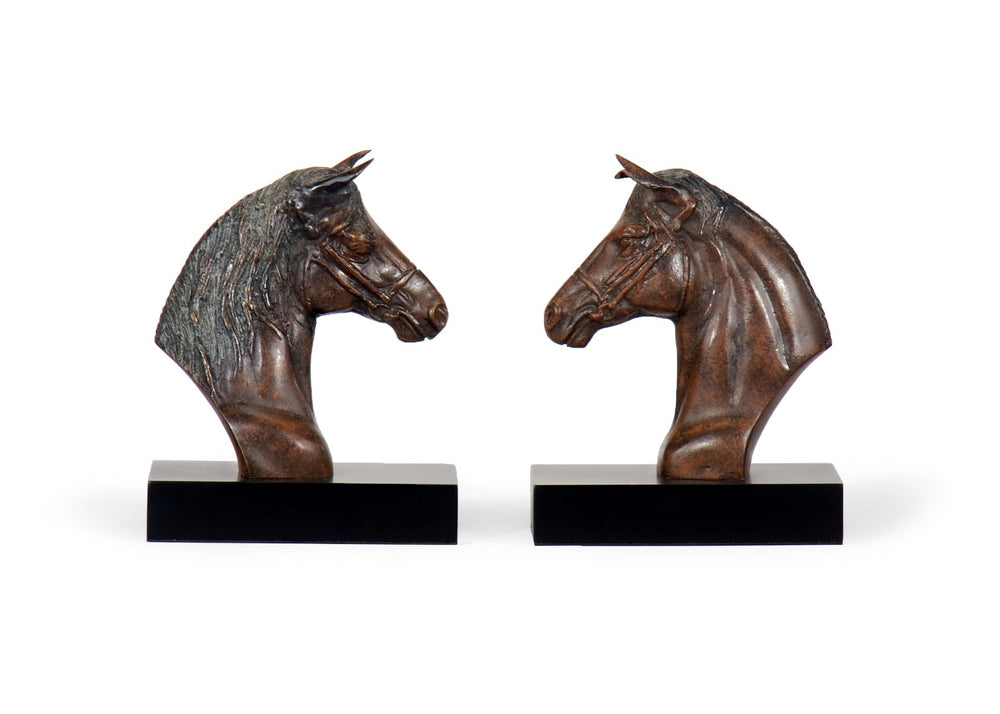 Wildwood Horse Hand-Colored Horsehead Bookends Pair — Equestrian Decor, Weighted Non-Skid Bases, 9.5" H 297042