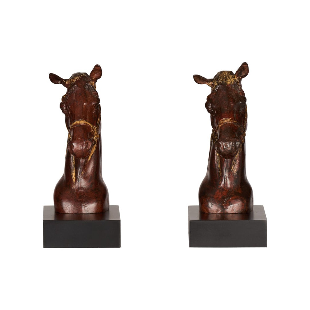 Wildwood Horse Hand-Colored Horsehead Bookends Pair — Equestrian Decor, Weighted Non-Skid Bases, 9.5" H 297042