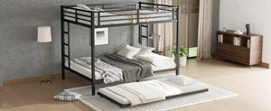 English Elm Queen Metal Bunk Bed With Twin Trundle - Stylish Space-Saving Solution For Shared Bedrooms Or Guests W1580S00131-GIGA