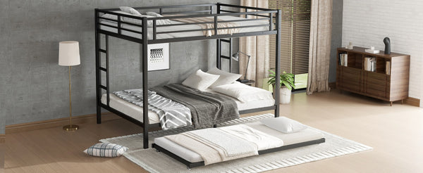 English Elm Queen Metal Bunk Bed With Twin Trundle - Stylish Space-Saving Solution For Shared Bedrooms Or Guests W1580S00131-GIGA