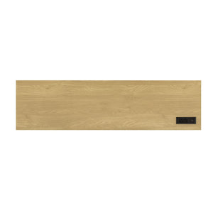English Elm U_style 59 Inch Sideboard Buffet with Built in Power Outlets Open Cubbies Metal Accents Natural Wood N711P347407O