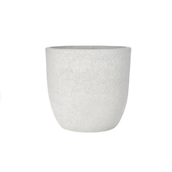 English Elm U_style Mgo Concrete Look Round Planters Set of 3 Lightweight Stackable Outdoor Pots White N711P406670A