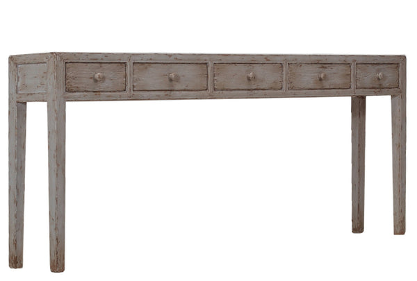 Sarreid Jeweler's Console Table - Hand-painted Pine With 5 Spacious Drawers For Elegant Storage Solutions Ivory  29721