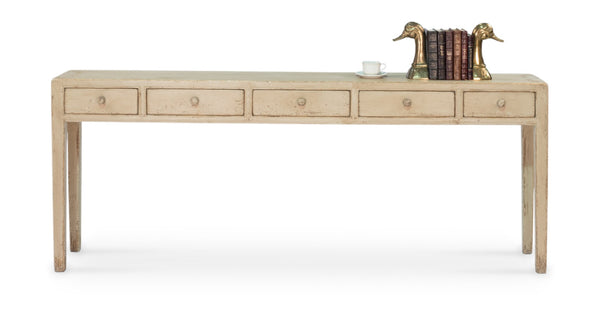Sarreid Jeweler's Console Table - Hand-painted Pine With 5 Spacious Drawers For Elegant Storage Solutions Ivory  29721