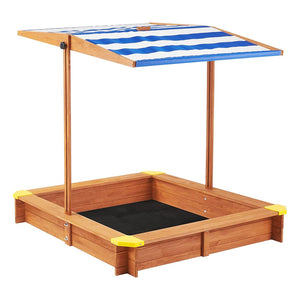 English Elm Kids Cedar Sandbox with Adjustable Canopy Corner Seating Outdoor Backyard Play D720094431