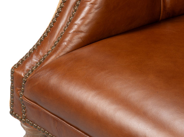 Sarreid Welsh Leather & Jute Chair - Vintage Havana Design, Eco-friendly Materials, Stylish Comfort For Any Space Brown  29731