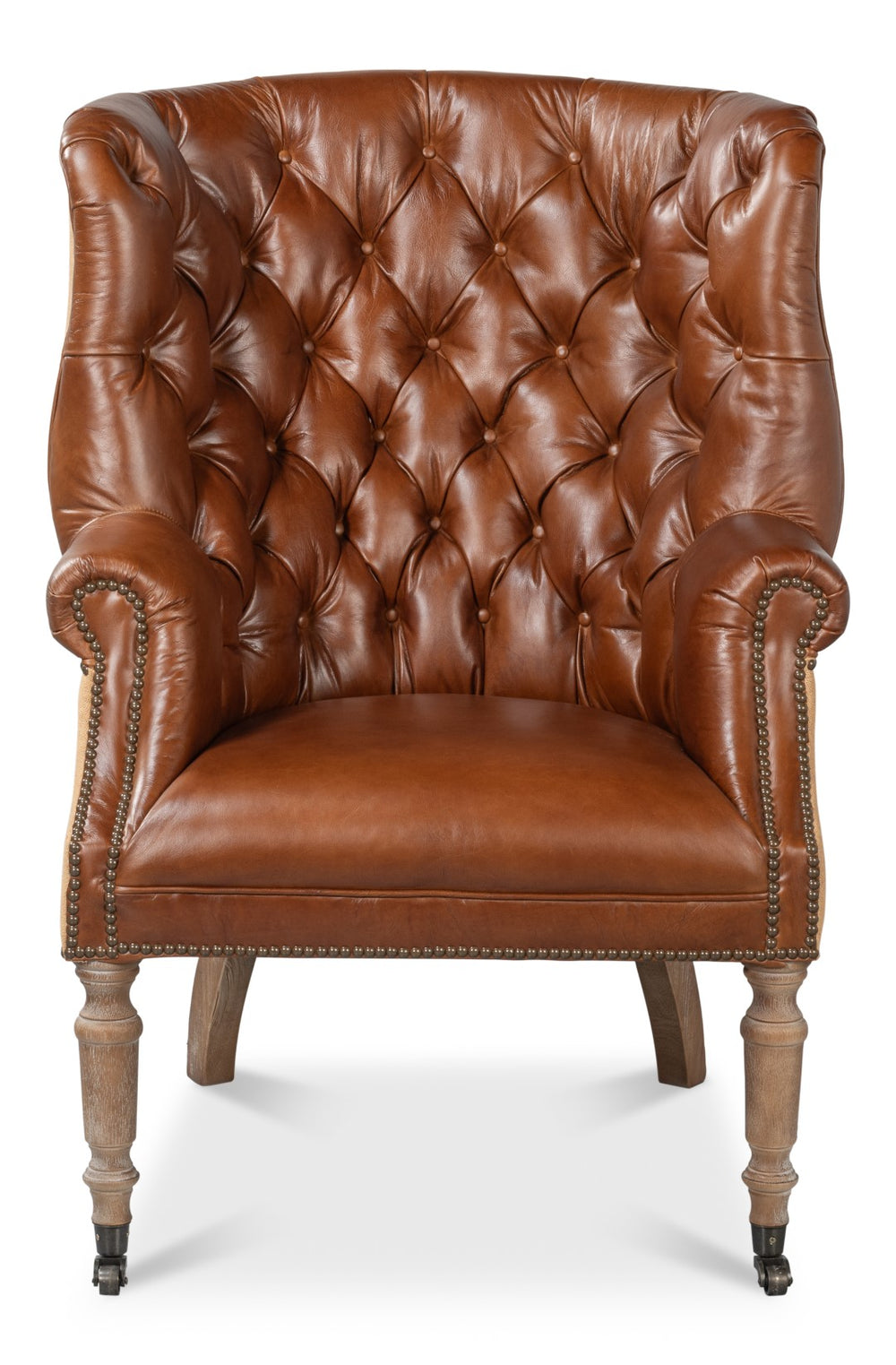 Sarreid Welsh Leather & Jute Chair - Vintage Havana Design, Eco-friendly Materials, Stylish Comfort For Any Space Brown  29731