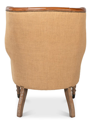 Sarreid Welsh Leather & Jute Chair - Vintage Havana Design, Eco-friendly Materials, Stylish Comfort For Any Space Brown  29731