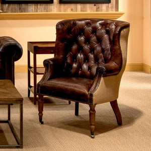 Sarreid Welsh Leather & Jute Chair - Vintage Havana Design, Eco-friendly Materials, Stylish Comfort For Any Space Brown  29731