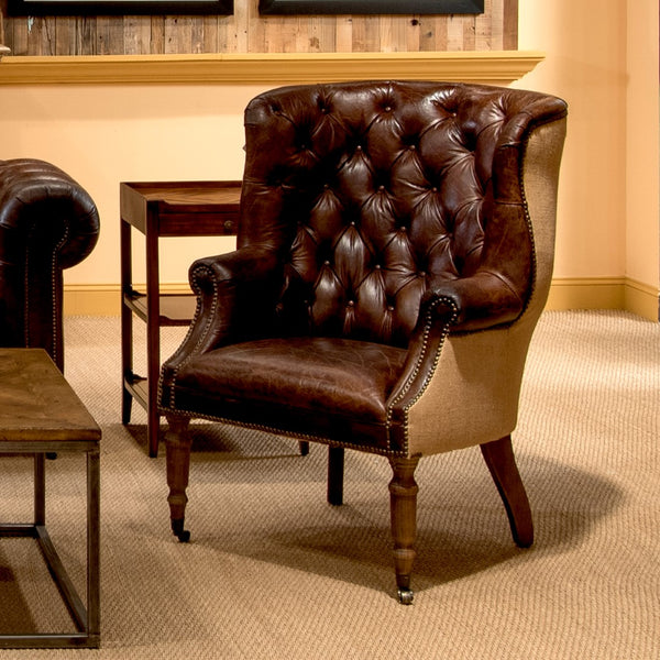 Sarreid Welsh Leather & Jute Chair - Vintage Havana Design, Eco-friendly Materials, Stylish Comfort For Any Space Brown  29731