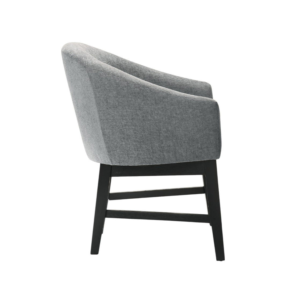 English Elm Set Of 2 Stylish Barrel Design Fabric Dining Chairs - Gray & Black For Modern Comfort & Versatility B016P392502-GIGA