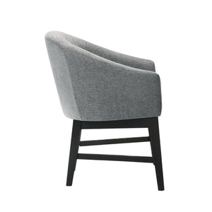 English Elm Set Of 2 Stylish Barrel Design Fabric Dining Chairs - Gray & Black For Modern Comfort & Versatility B016P392502-GIGA