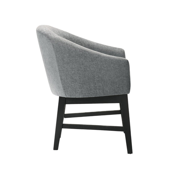 English Elm Set Of 2 Stylish Barrel Design Fabric Dining Chairs - Gray & Black For Modern Comfort & Versatility B016P392502-GIGA