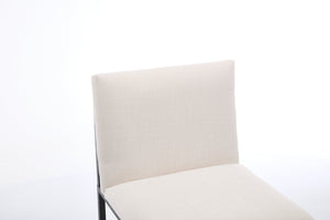 English Elm Counter Height Bar Stools Set of 2 Upholstered Linen Seats with Metal Frame & Cushion Comfort for Kitchen Bar and Dining Room Ivory W1249P257011