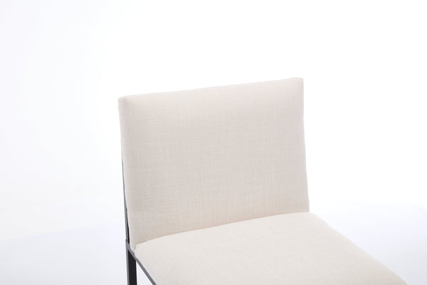 English Elm Counter Height Bar Stools Set of 2 Upholstered Linen Seats with Metal Frame & Cushion Comfort for Kitchen Bar and Dining Room Ivory W1249P257011