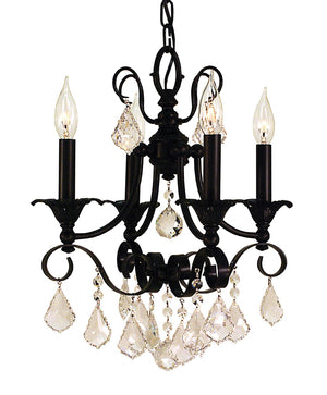 Framburg 4-light Elegant Mini Chandelier With Crystal Accents For Casual Or Formal Home Decor Settings Matte Black Metal 2974 Mblack
