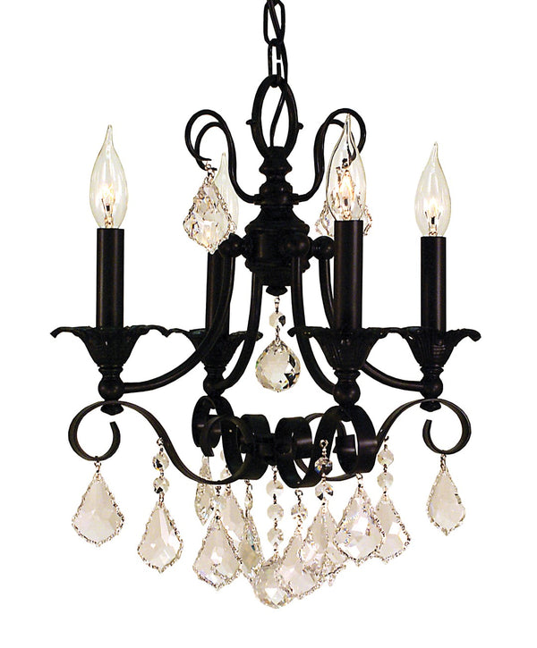Framburg 4-light Elegant Mini Chandelier With Crystal Accents For Casual Or Formal Home Decor Settings Matte Black Metal 2974 Mblack