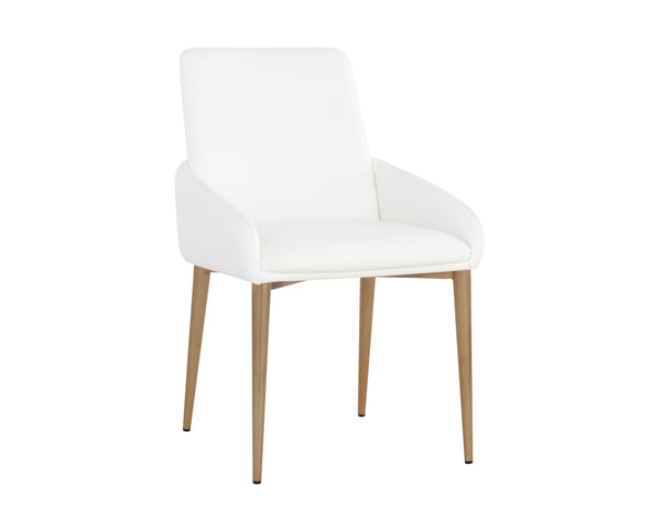 Sunpan Carlo Dining Armchair - Stylish Faux Leather Seat with Curved Armrests and Durable Iron Legs Gold / Dillon Snow