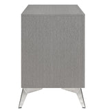 English Elm Nicolita 2-Drawer Nightstand With Embossed Grey Wood and Silver Trim