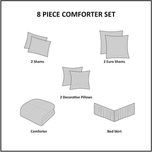 English Elm 8-piece Queen Comforter Set Geometric Lodge Style Polyester Fill Bedroom Bedding B035P472705