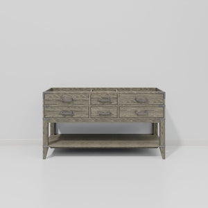 English Elm Grey Oak Double Bath Vanity - Modern 60-Inch W Storage Solution With Soft-Close Drawers & More! B2731P260263