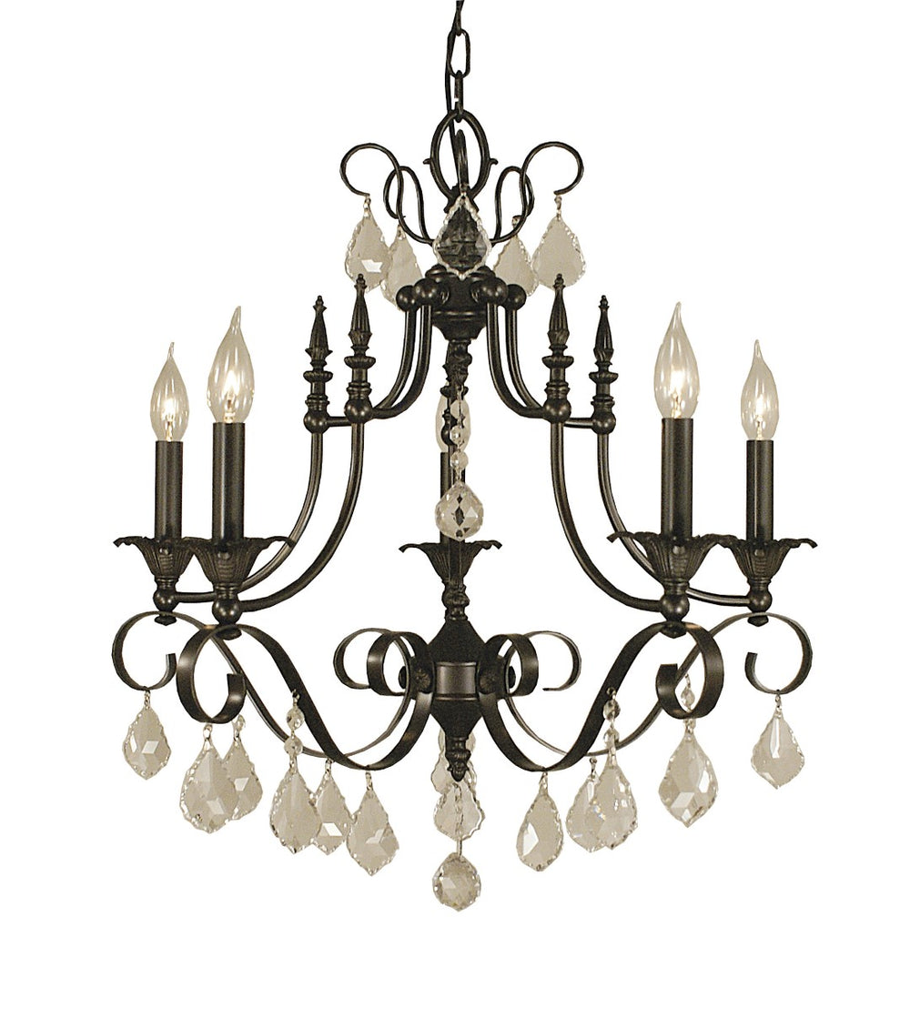 Framburg 6-light Elegant Dining Chandelier With Crystal Accents For Formal Or Casual Ambiance - Usa Made Mahogany Bronze Metal 2975 Mb