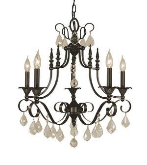 Framburg 6-light Elegant Dining Chandelier With Crystal Accents For Formal Or Casual Ambiance - Usa Made Mahogany Bronze Metal 2975 Mb