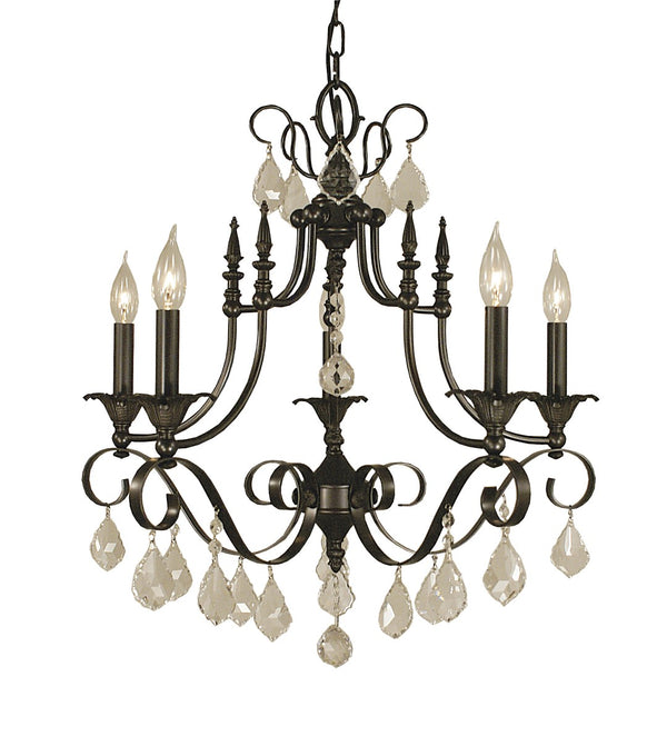 Framburg 6-light Elegant Dining Chandelier With Crystal Accents For Formal Or Casual Ambiance - Usa Made Mahogany Bronze Metal 2975 Mb