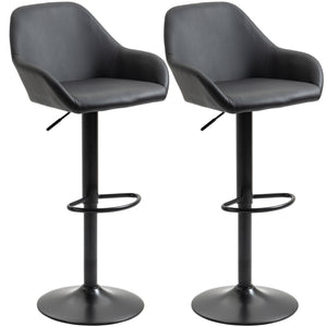 English Elm Homcom Modern Adjustable Bar Stools Set Of 2, Swivel Pu Leather With Footrest For Kitchen & Dining W2225P217149
