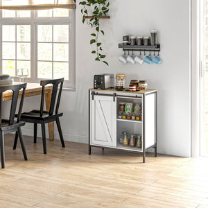 English Elm Homcom Farmhouse Sideboard Buffet Cabinet With Sliding Barn Door & Adjustable Shelf For Stylish Storage W2225P217394