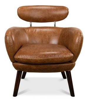 Sarreid Sinclair Arm Chair - Luxurious Cuba Brown Leather With Sturdy Wood Frame For Elegant Living Spaces Brown  29757