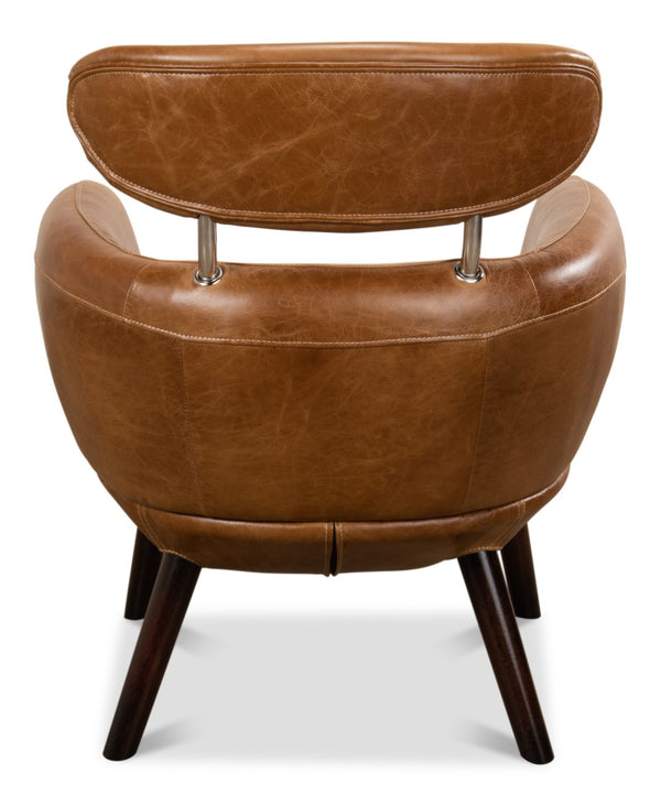 Sarreid Sinclair Arm Chair - Luxurious Cuba Brown Leather With Sturdy Wood Frame For Elegant Living Spaces Brown  29757