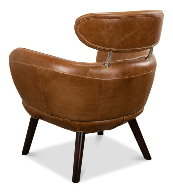 Sarreid Sinclair Arm Chair - Luxurious Cuba Brown Leather With Sturdy Wood Frame For Elegant Living Spaces Brown  29757